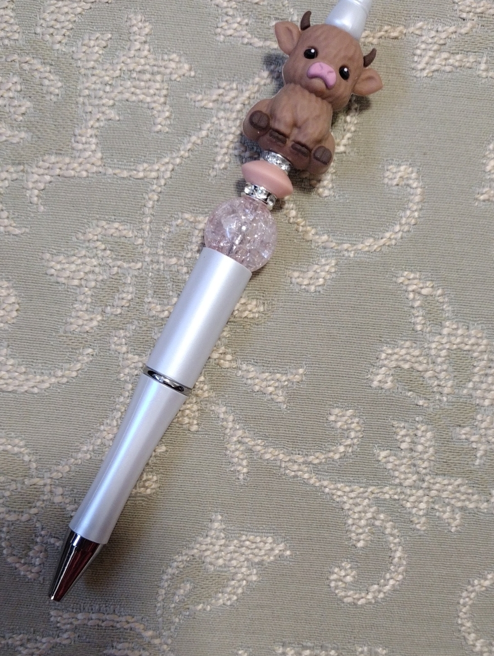 Cute Pink Cow Decorative Ballpoint Pen - Silver Body